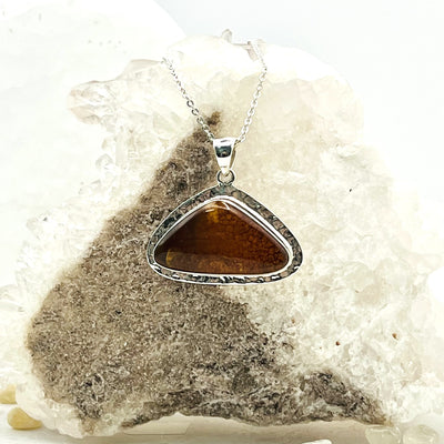 Amber Triangle Sterling Silver Pendant