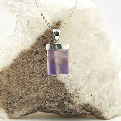 Amethyst Rectangle Sterling Silver Pendant