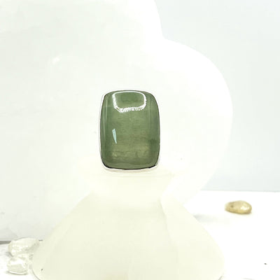 Green Aventurine Rectangle Sterling Silver Ring