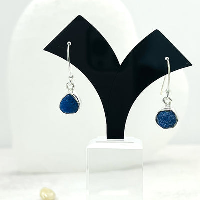 Azurite Raw Sterling Silver Earrings