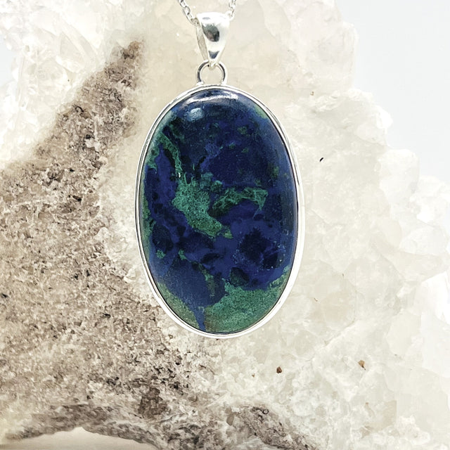Product Image of Azurite-Malachite Oval Sterling Silver Pendant #1