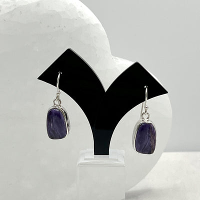 Charoite Freeform Sterling Silver Earrings