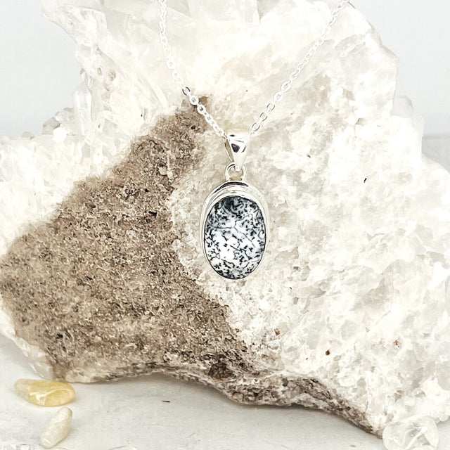 Product Image of Dendritic Agate Oval Sterling Silver Pendant #1