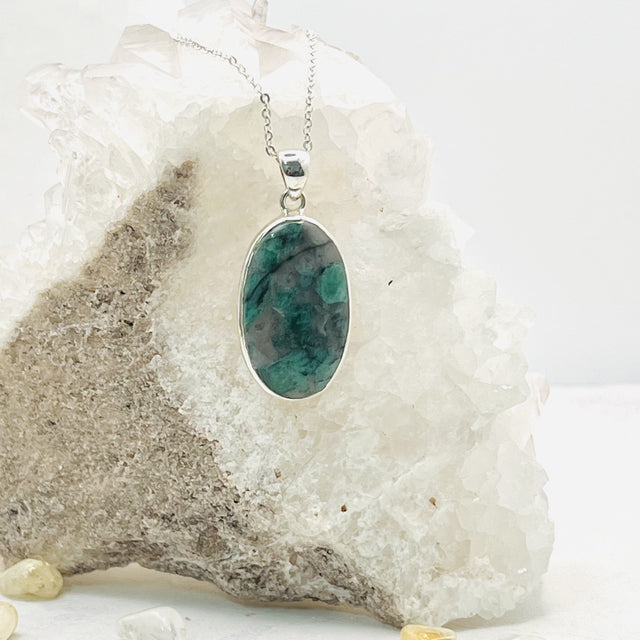 Product Image of Emerald Oval Sterling Silver Pendant #1