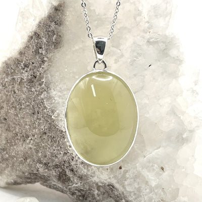 Lemon Quartz Oval Sterling Silver Pendant