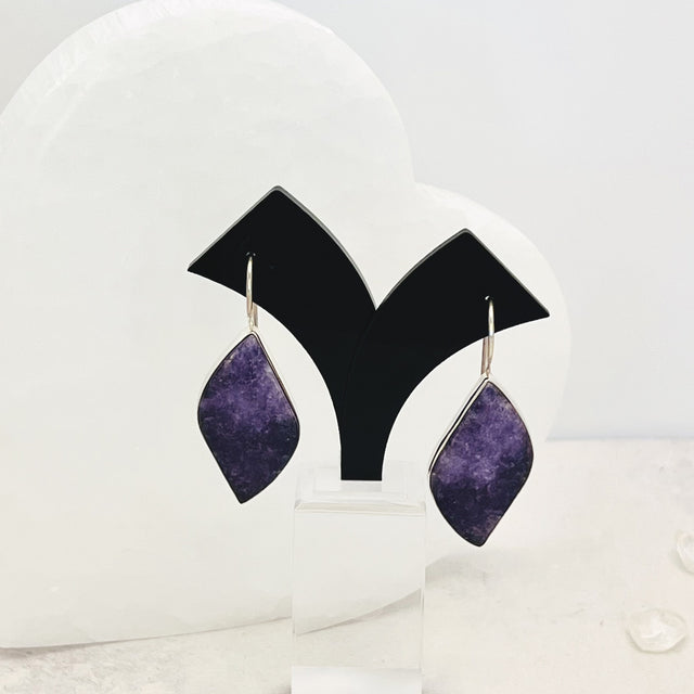 Product Image of Lepidolite Freeform Sterling Silver Earrings #1