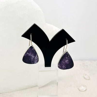 Lepidolite Teardrop Sterling Silver Earrings