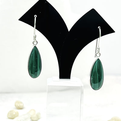 Malachite Teardrop Sterling Silver Earrings