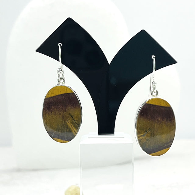 Product Image of Mookaite Oval Sterling Silver Earrings #1