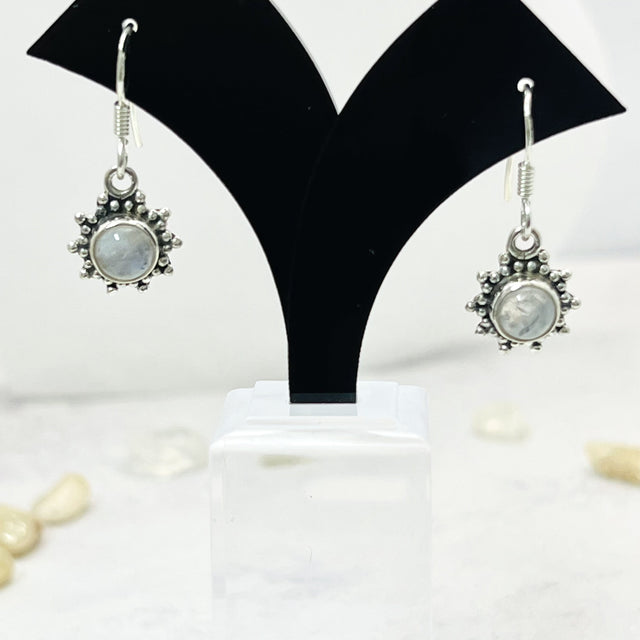 Product Image of Moonstone Round Sterling Silver Earrings #1