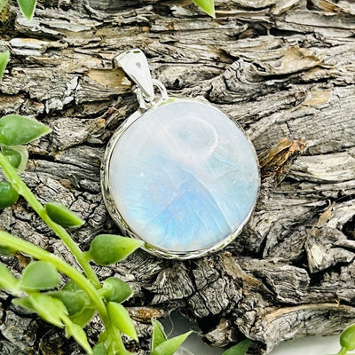 Moonstone Round Sterling Silver Pendant