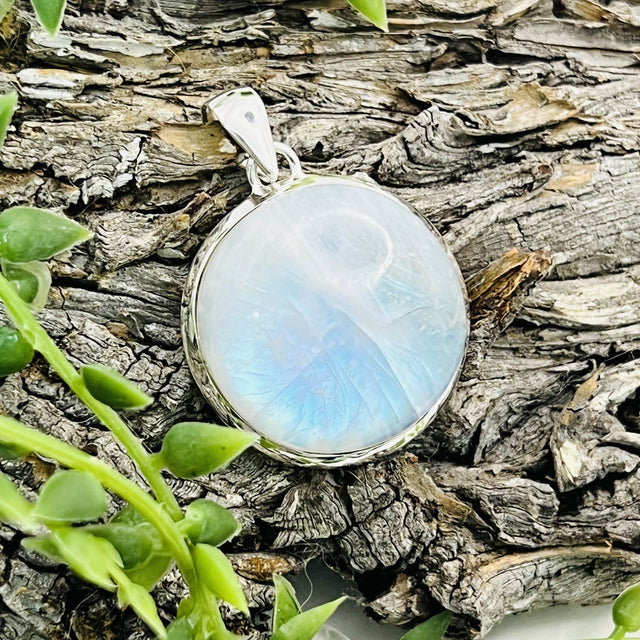 Product Image of Moonstone Round Sterling Silver Pendant #1
