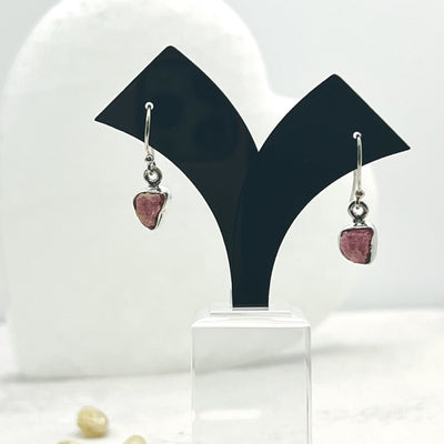 Pink Tourmaline Freeform Sterling Silver Earrings