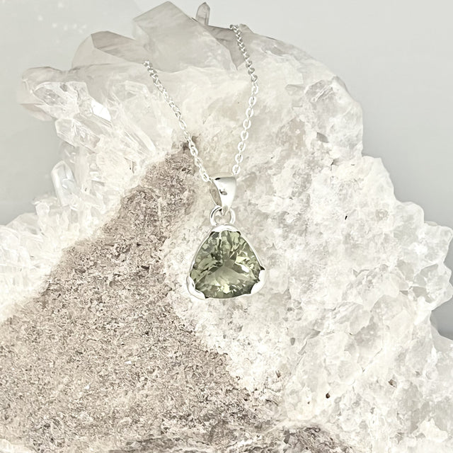 Product Image of Prasiolite Trillion Sterling Silver Pendant #1