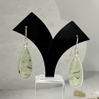 Prehnite Teardrop Sterling Silver Earrings