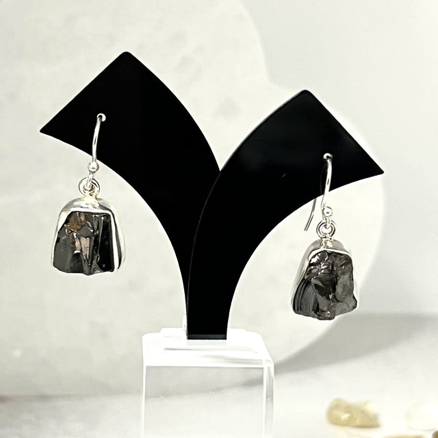 Product Image of Shungite Teardrop Sterling Silver Earrings #1