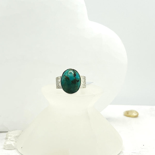 Product Image of Tib. Turquoise Oval Sterling Silver Ring #1
