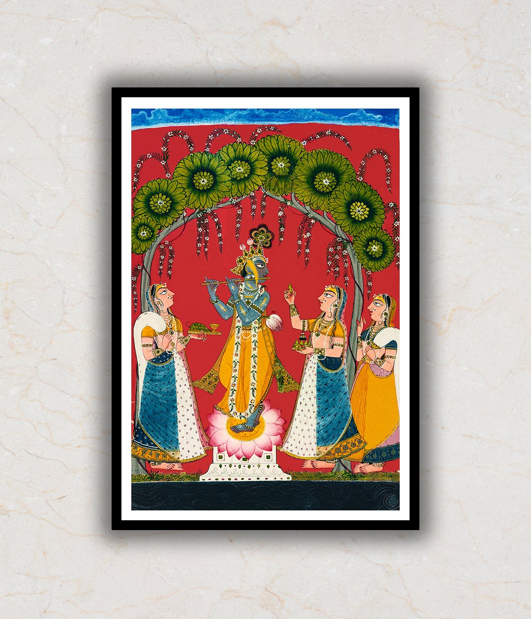 Krishna Ji Serenading Gopis Antique Pichwai Art Painting For Home ...