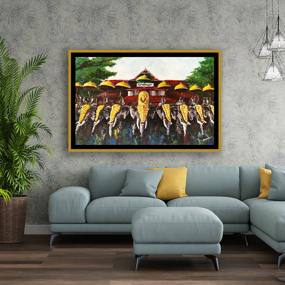 The Thrissur Pooram Paitning Artwork For Home Wall Decor ...