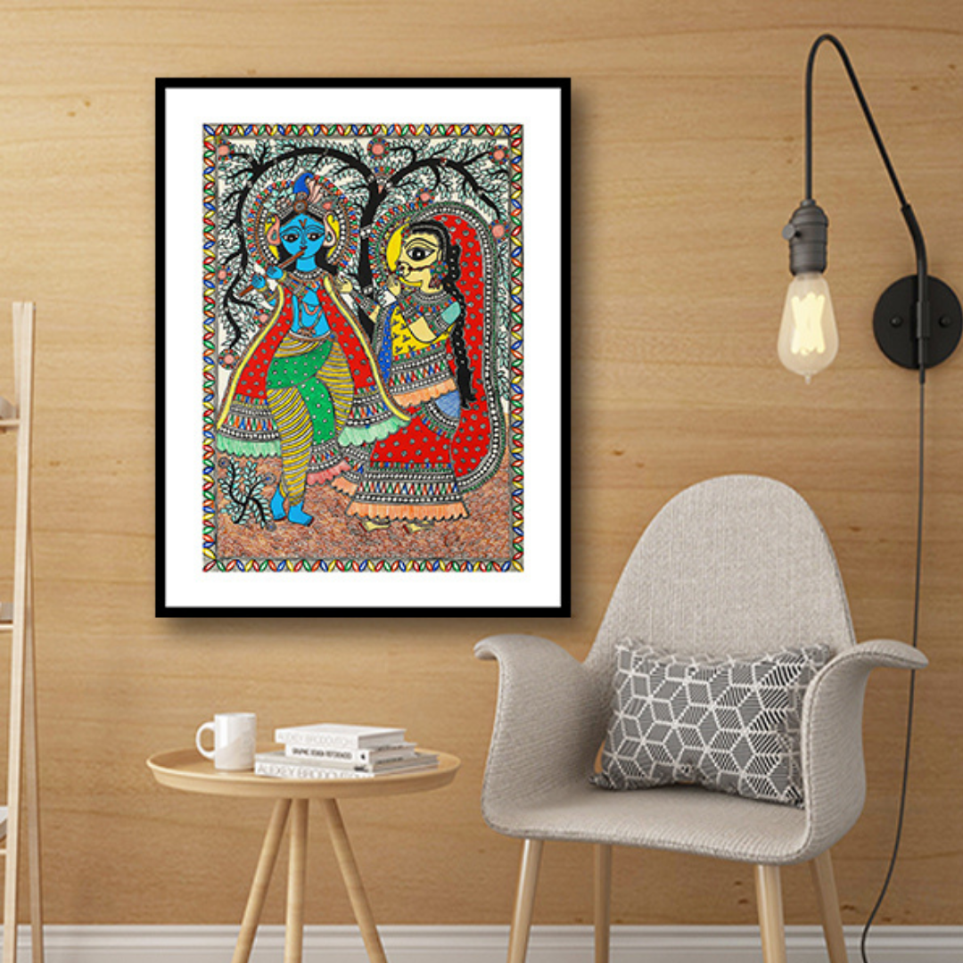 Krishna and Radha Madhubani Art Painting For Home Wall Art Decor 2 ...