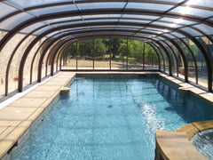Inside a pool enclosure