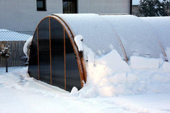 Universe Pool Enclosure covered with snow