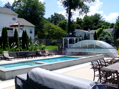 Universe Pool Enclosure with enclosure moved to one side of pool