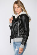 Fate Faux Leather Jacket with Knit Hoodie – Luxe EQ