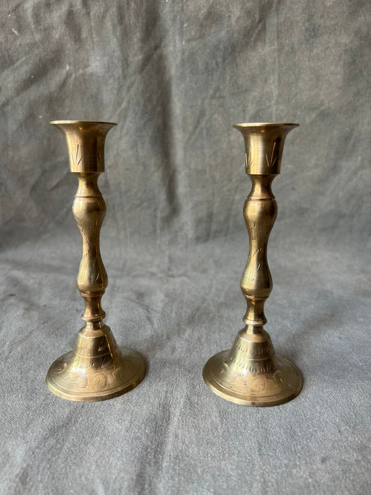 Vintage Chamberstick Candle Holders - a Pair