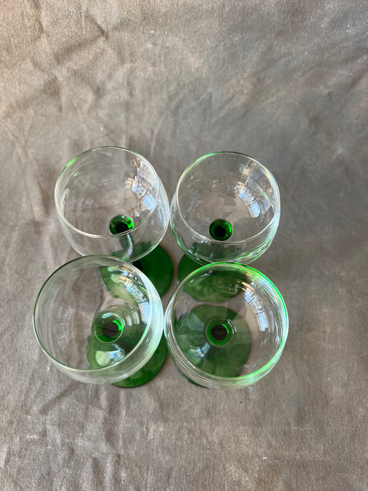 Vintage French Luminarc Green Thick Stem Wine Glasses, Set of 6 – The  Cupboard Shop NJ