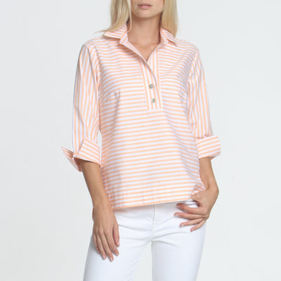 Aileen 3/4 Sleeve Oxford Stripe Shirt