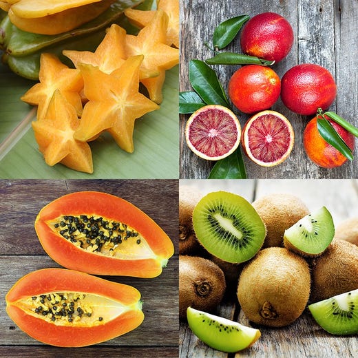 外来水果:杨桃，血橙，猕猴桃和草莓木瓜