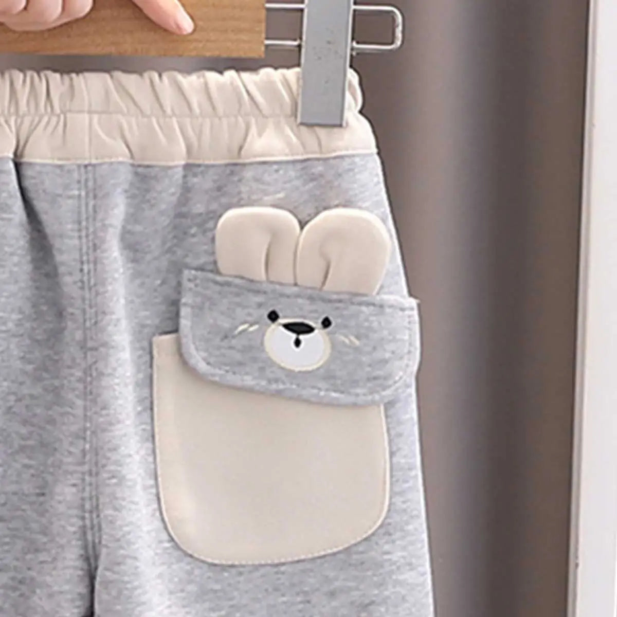 Boys Grey Bear Embroidered Patched Jogger Trackpants & Joggers