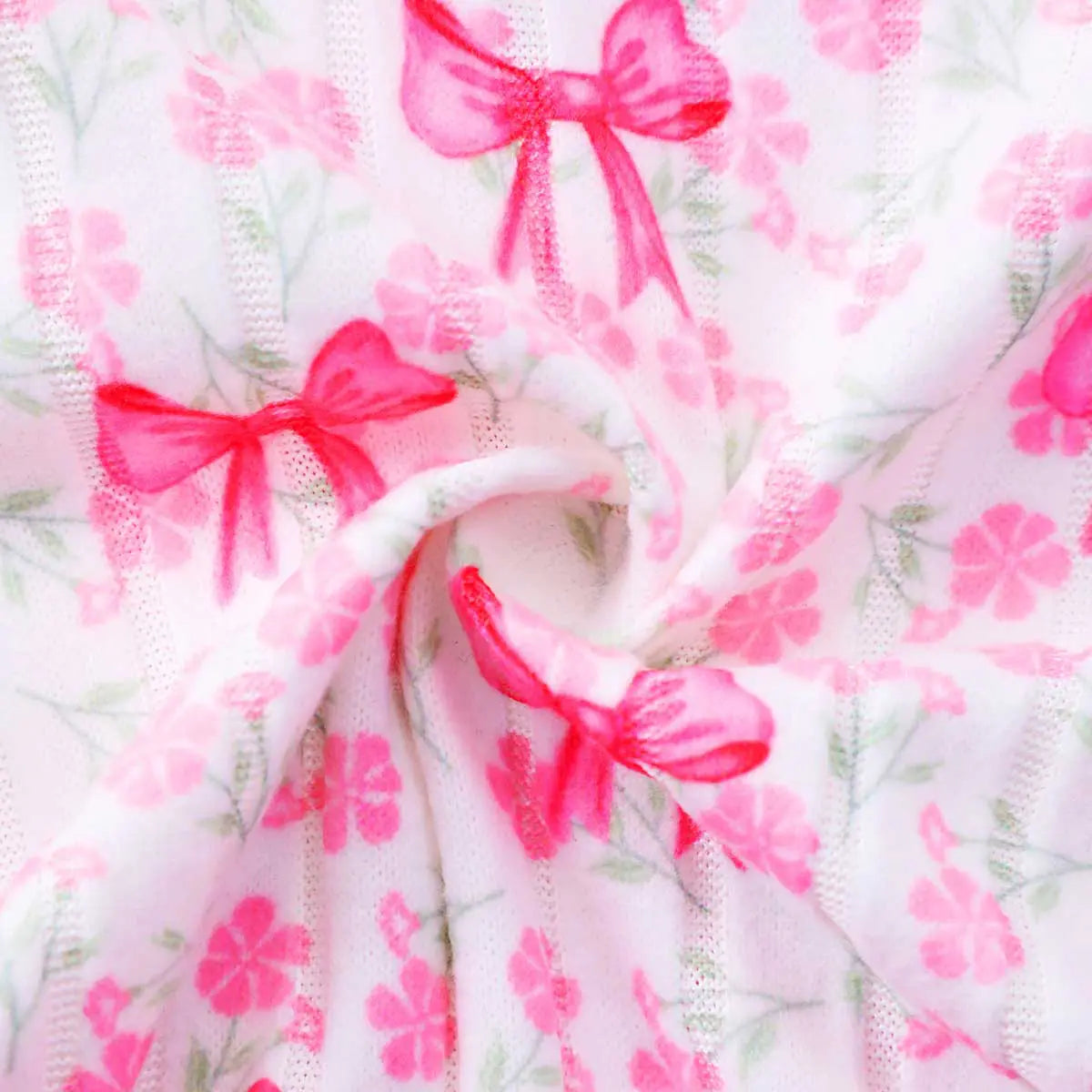 Girls Pink Bow Printed Tulle Overlay Skirt Fit & Flare Dress Casual Dresses