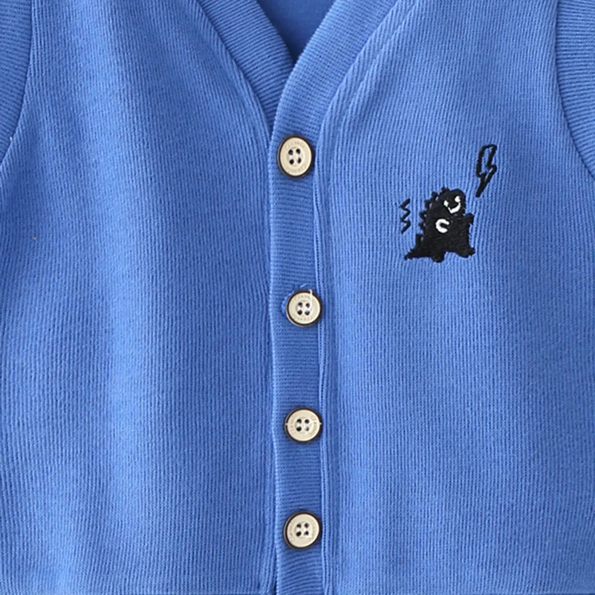 Boys Light Blue Self-Design Sleeveless Knitted Cardigan Sweaters & Cardigans