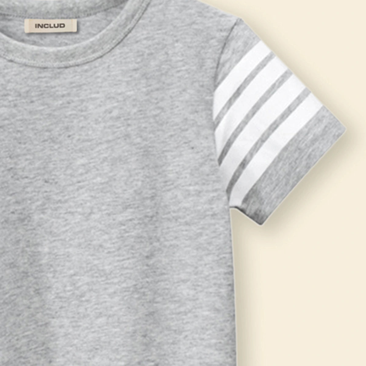 Boys Grey T-Shirt With Stripes on Sleeve Tshirts