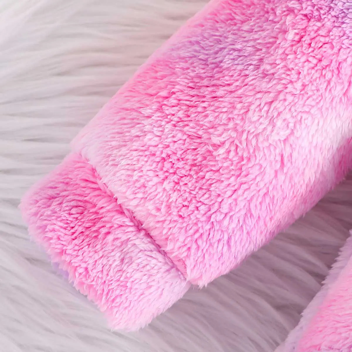 Girls Pink Self-Design Tie-Dye Pattern Hooded Fleece Sweatshirt Sweatshirts & Hoodies