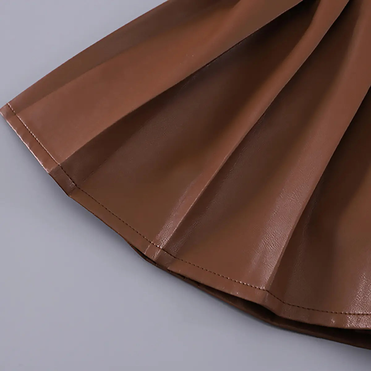 Girls Dark Brown Sleeveless Jacket With High Neck T-Shirt And Skirt Sets 3 pc. Sets