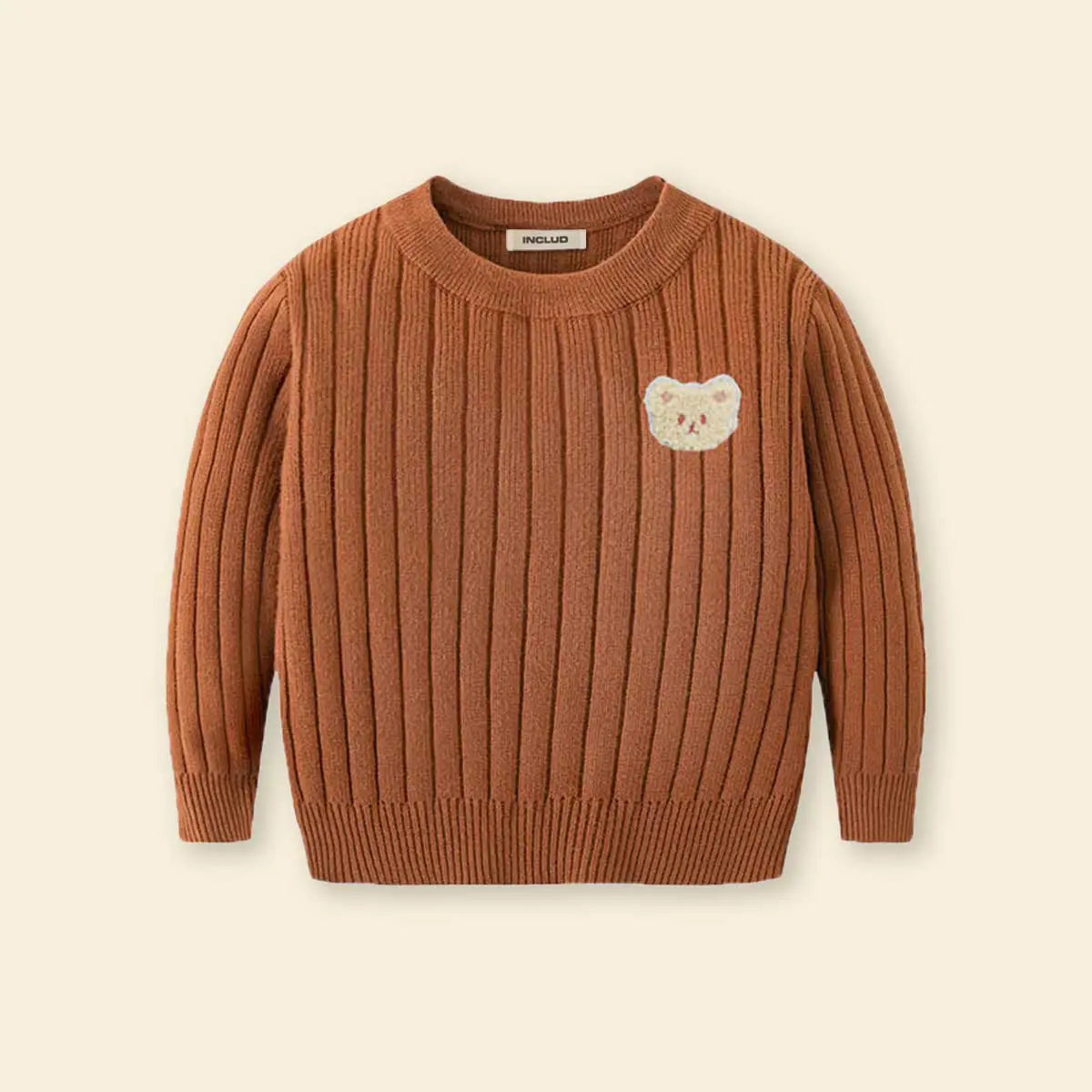 Boys Brown Self-Design Stripes Pattern Regular Sweater Sweaters & Cardigans