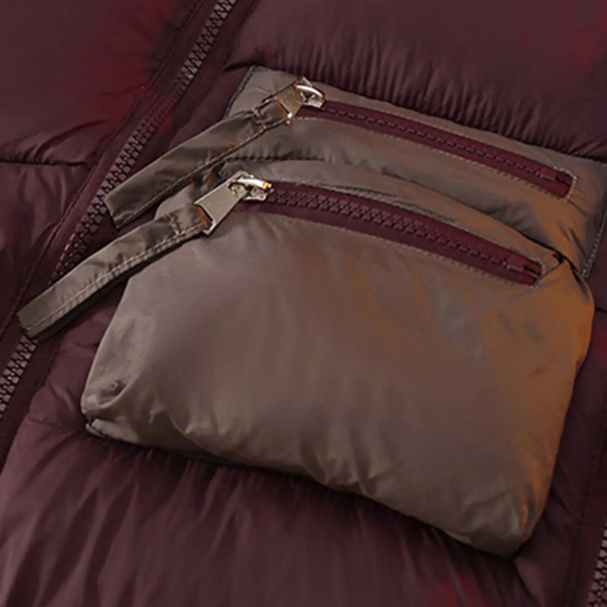 Girls Maroon Quilted Hooded Zipper Jacket Coats & Jackets