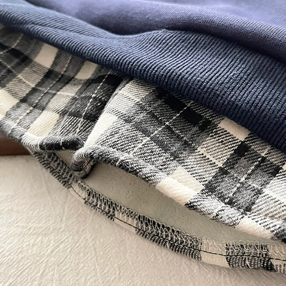 Boys Navy Blue Checked Regular Sweatshirt With Denim Trouser Sets 2 pc. Sets