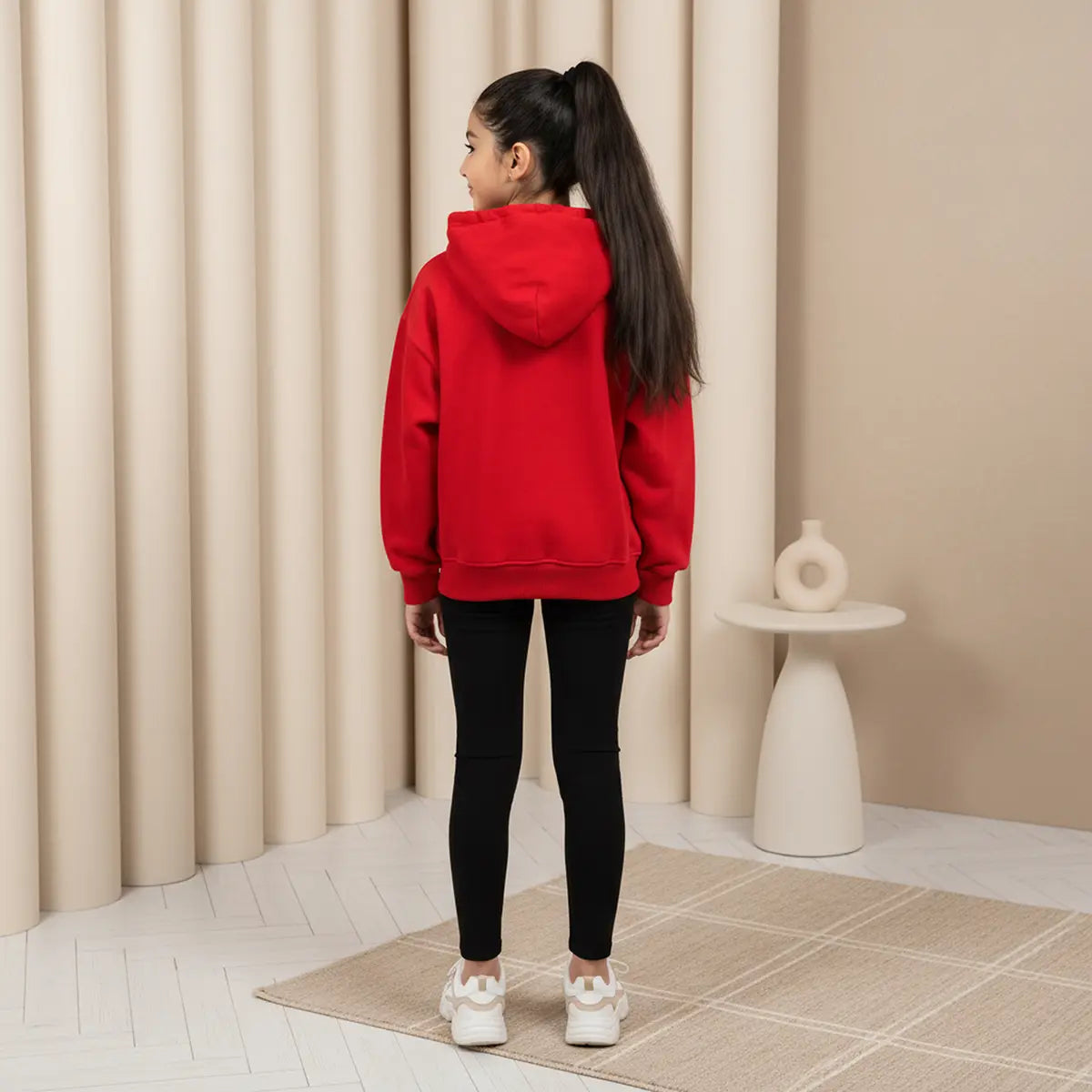 Girls' hooded sweatshirt with graphic print, cotton, winter wear