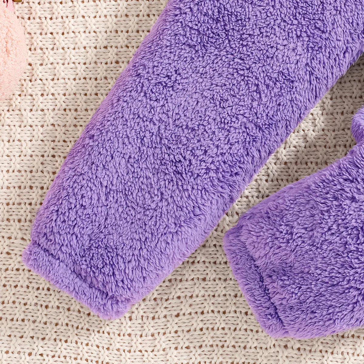 Girls Purple Polar Fleece Hooded Sweatshirt & Jogger Co-ord Sets Sets