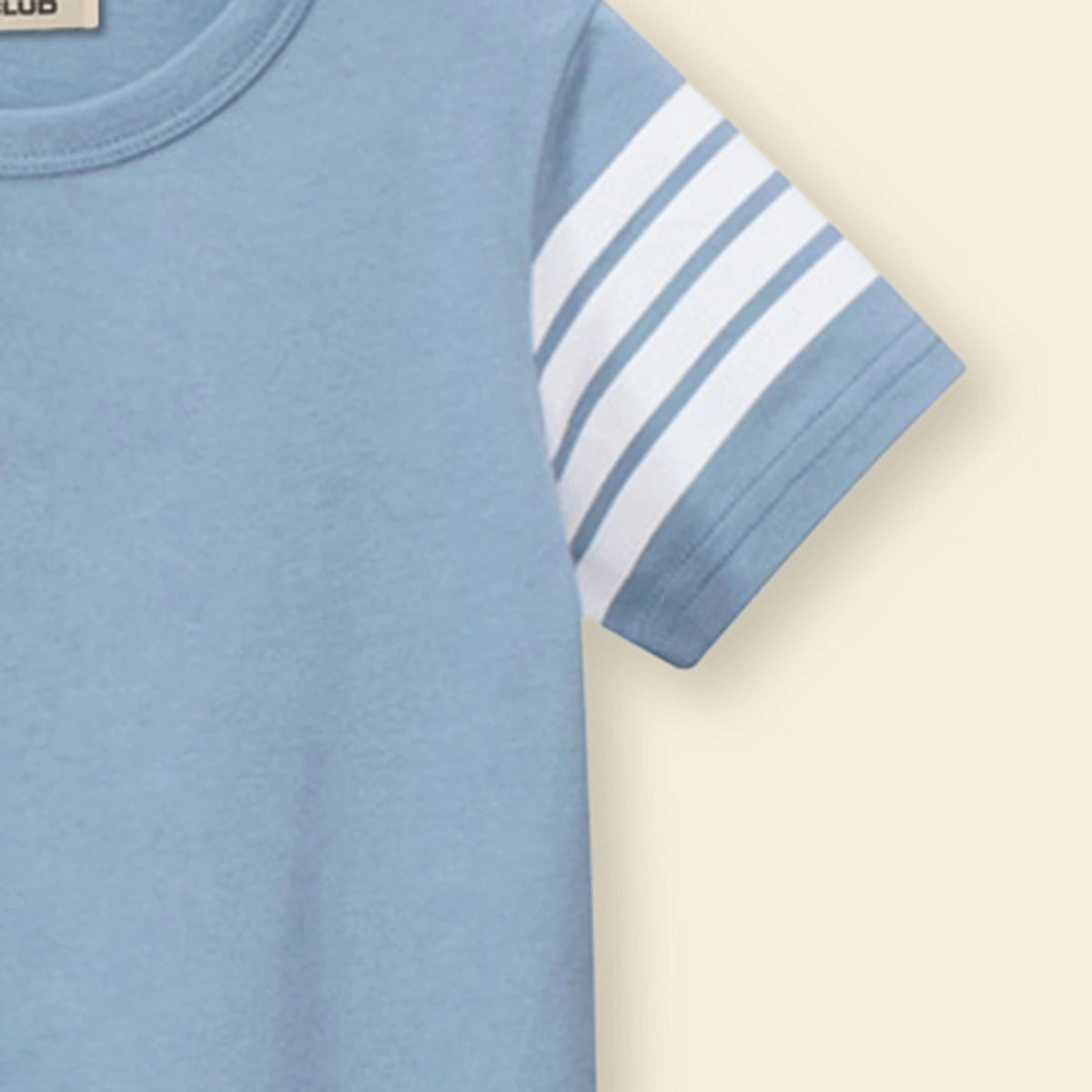 Boys Light Blue T-Shirt With Stripes on Sleeve Tshirts