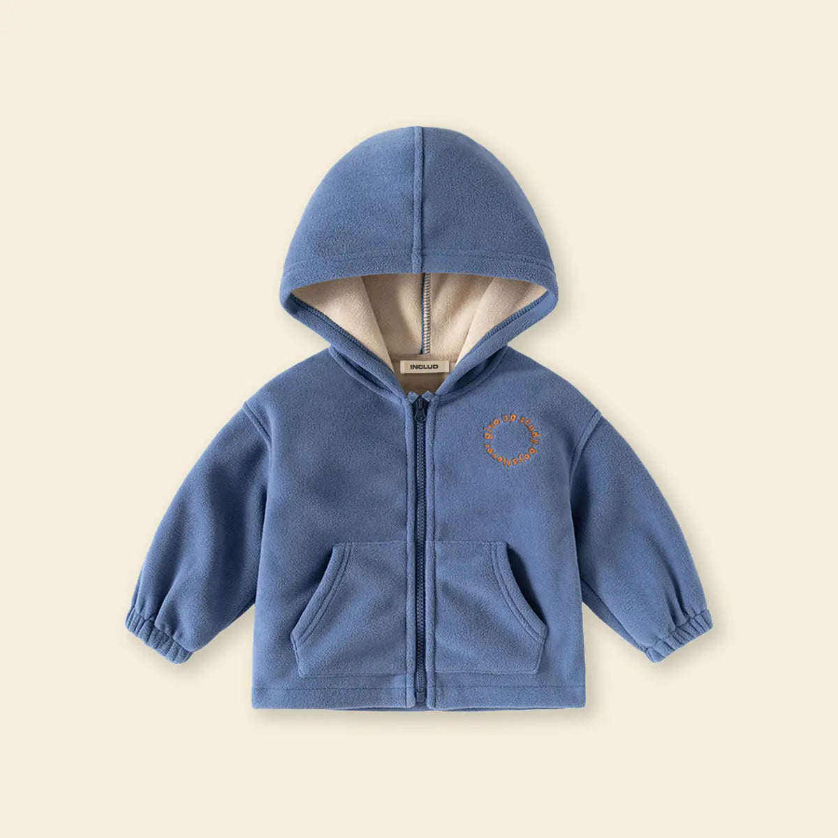 Boys Blue Fleece Zip-up Hoodie With Kangaroo Pocket Sweatshirts & Hoodies