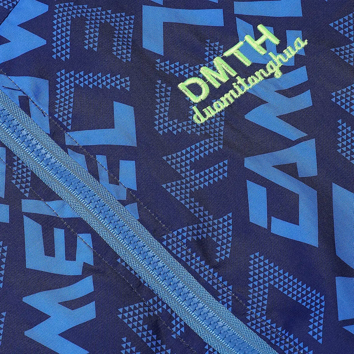 Boys Blue Typographic Printed Hooded Zipper Jacket Coats & Jackets