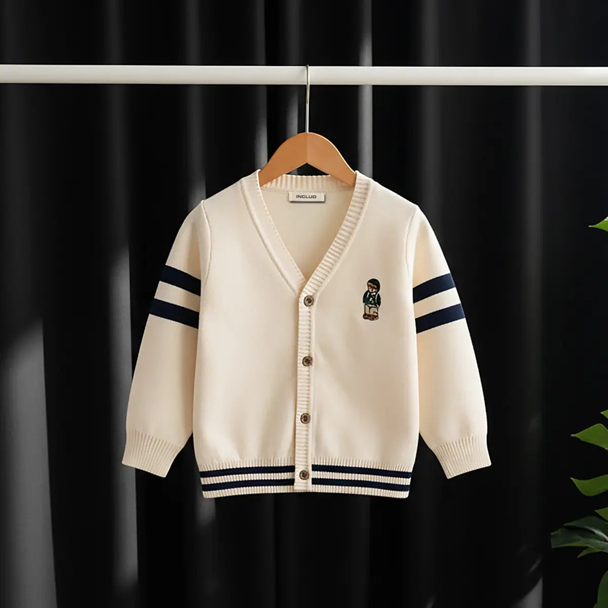 Boys Apricot Bear Applique Knitted Cardigan Sweaters & Cardigans Apricot 1-2 Y