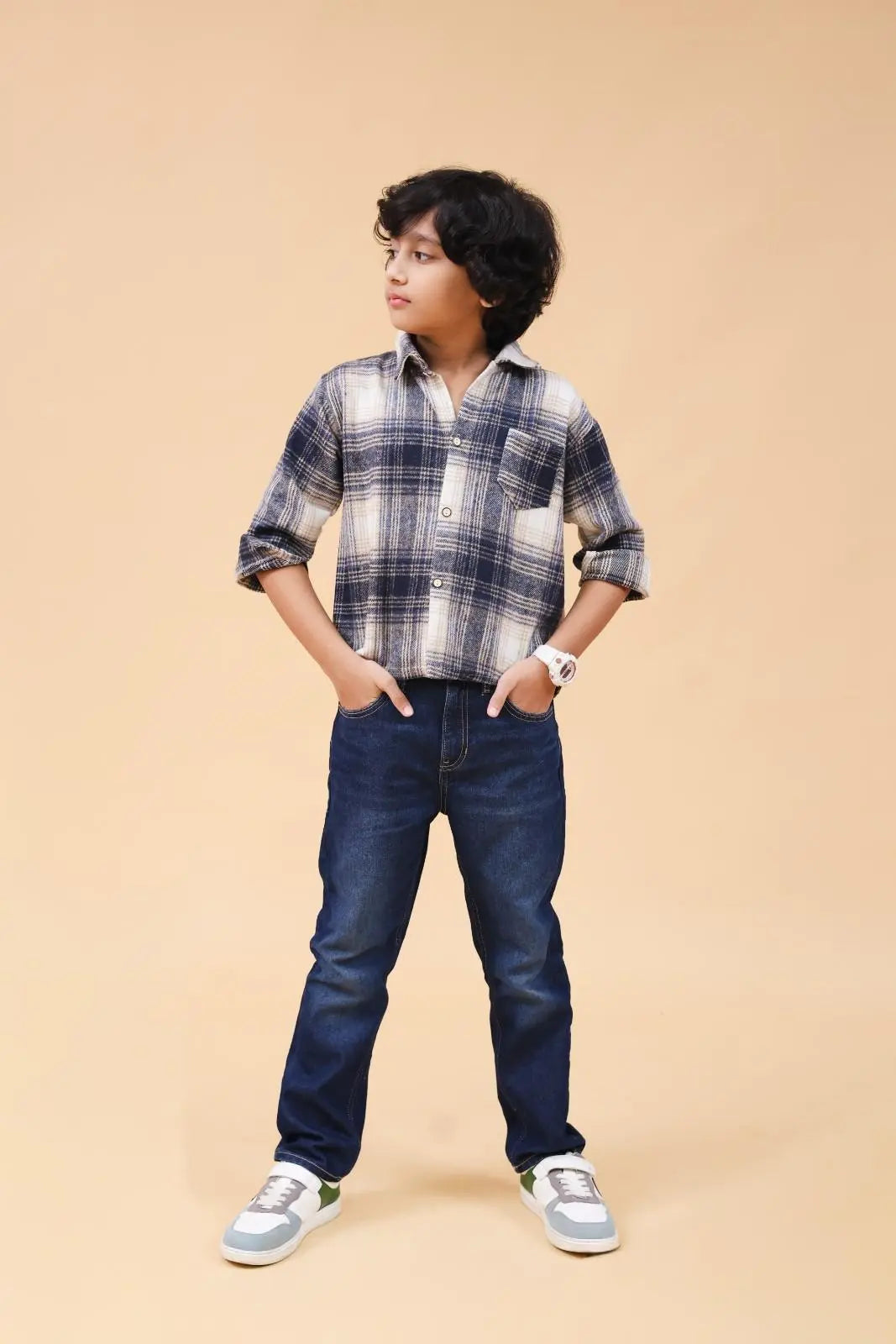 Boys Blue Long Sleeve Plaid Shirt Shirts Blue 1-2 Y