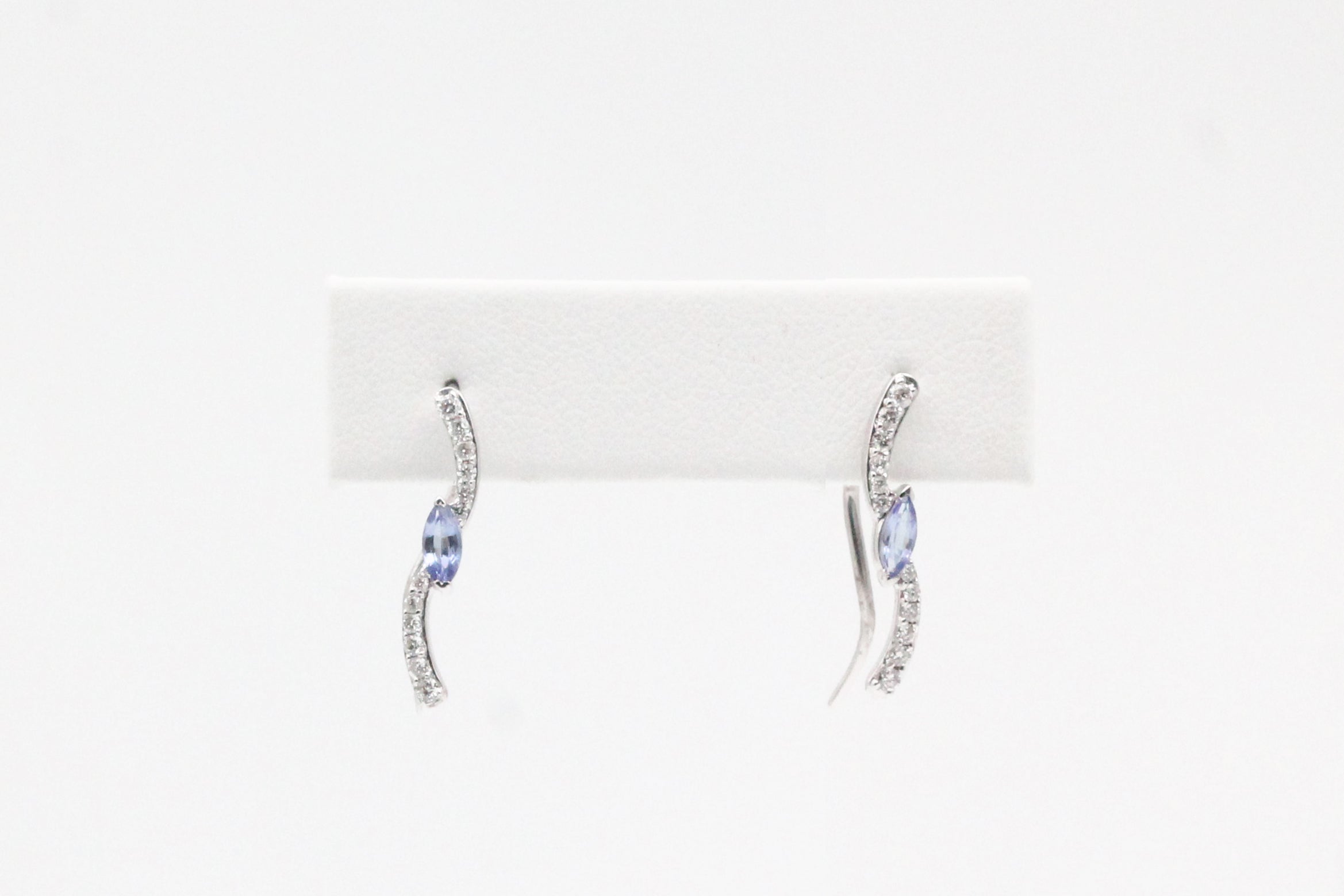 White Gold Marquise Tanzanite Earrings with Diamonds