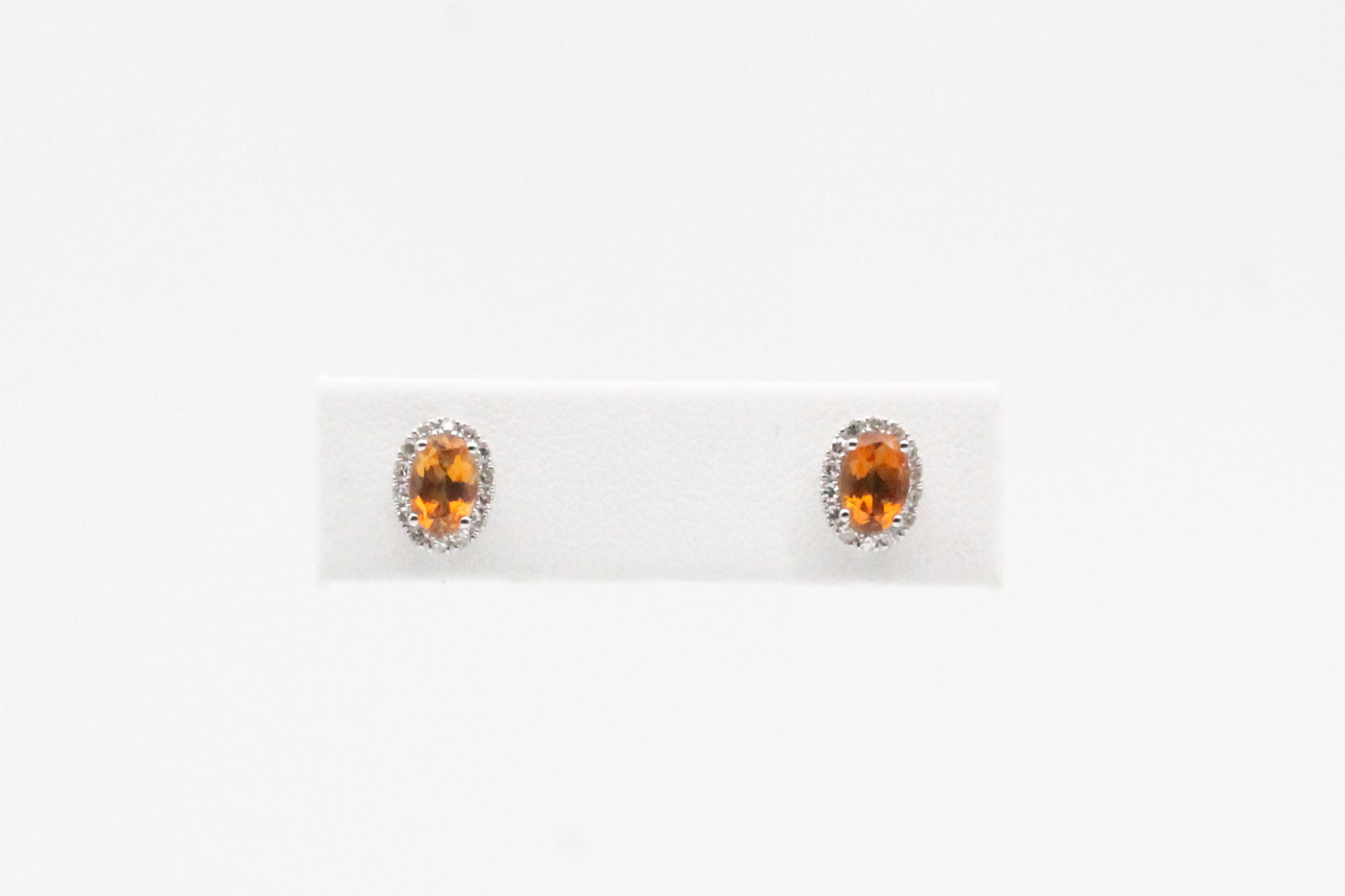 White Gold Citrine Halo Stud Earrings